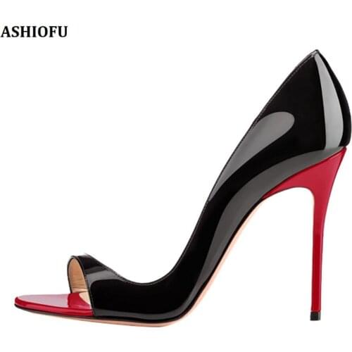 ASHIOFU Handmade Wholesale Ladies High Heel Pumps Peep-toe Party Prom Dress Shoes Office-lady Evening Fashion Court Shoes