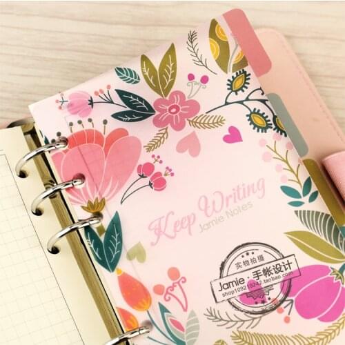 A5 A6 A7 Spiral Notebook Loose Leaf Transparent PP Separator Pages Flowers 5 sheets Separate Match filofax Kikkik