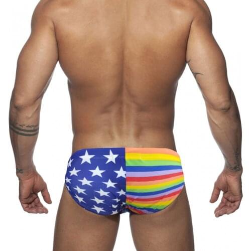 Brand Swim suit Wear Briefs Swimming Low waist Sexy gay RainBow Star Swimsuit Beach Short Star Surfing men bathing suit