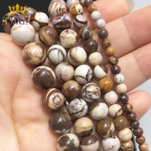 Natural Stone Australia Zebra Jaspers Round Loose Spacer Beads For DIY Jewelry Making Bracelet Accessories 15'' 4 6 8 10 12mm