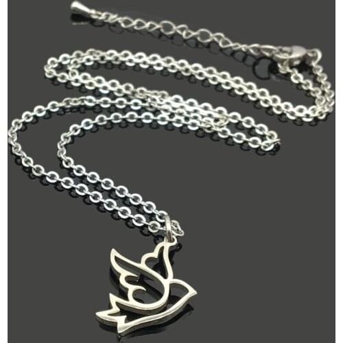 Peace Pigeon Charm Stainless Steel Chain Necklace High Quality Stainless Steel Pigeon Pendant Chain Fashion Necklace