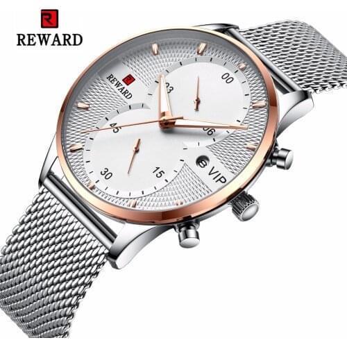 REWARD Brand Men Watch Luxury Sport 30M Waterproof Watches Mens Stainless Steel Auto Date Chronograph Wristwatches Reloj Hombre