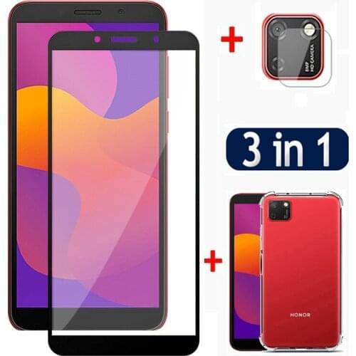 3 in 1 Case + Lens + Tempered Glass For Huawei Honor 9s Protective Cover For Huawei Y5p 2020 5.45 honor9s DUA-LX9 Soft TPU Case