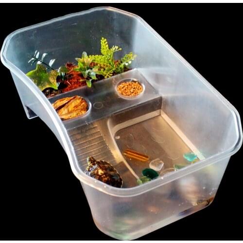 Reptile Turtle Terrapin Tortoise Vivarium Case Aquarium Tank Feeding Breeding Box with Ramp Basking Platform