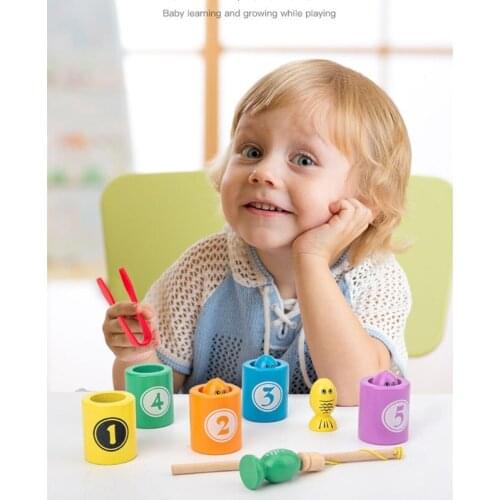 28EC Wooden Puzzle Game Board Magnetic Fishing Toy for Kids Fine Motor Skill Training