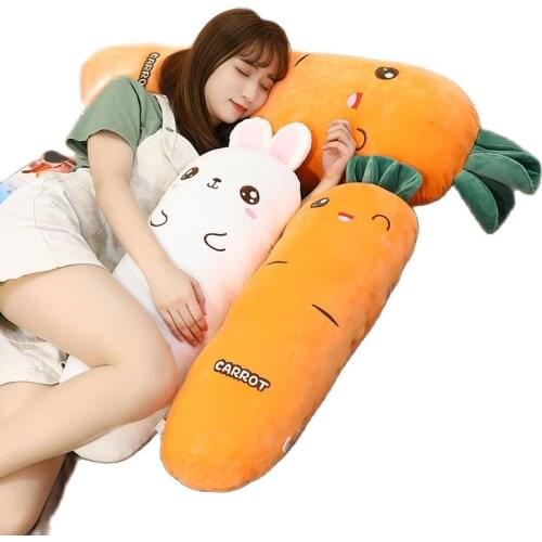 1.1M Long Rectangle Carrot Bunny Plush Pillow Stuffed Soft Bed Pregnant Pinch Leg Pillow Sleeping Boyfriend Throw Pillow Gift