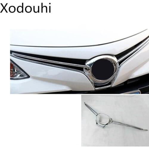 For Toyota Vios/Yaris sedan 2017 2018 2019 car cover bumper engine ABS chrome trim front grid grill grille frame edge moulding