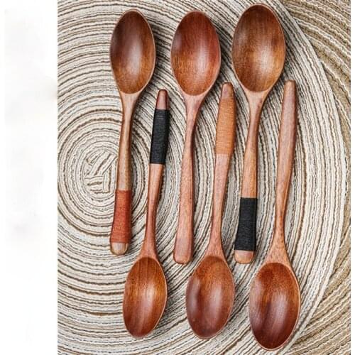 Nanmu Japanese winding honey spoon solid wood coffee spoon dessert vintage spoon large paint spoon