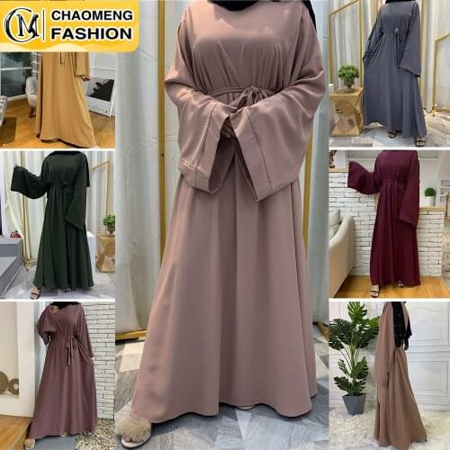 Eid Hot Sell Popular Simple Nida Fabric Abaya Dubai Muslim For Women Hijab Dress A-Line Maxi Robe Caftan Kaftan Modest Clothing