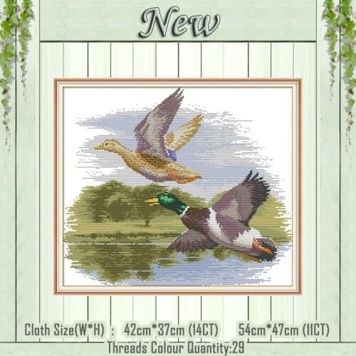 Fly Side By Side swan paintings counted printed on the canvas DMC 11CT 14CT kits Chinese Cross Stitch embroidery needlework Sets