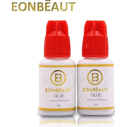 2 Bottles EONBEAUT Eyelash Glue 1 Sec Fast Drying Lasts 6-7 Weeks 5ml Eyelashes Extension Glue Lash Glue Black Beauty Salon