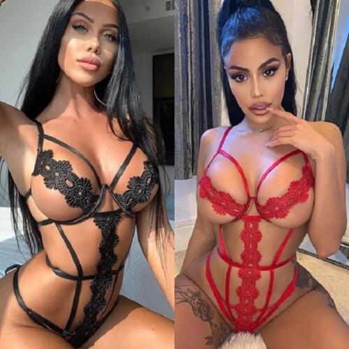 Lace Exotic Dresses for Breasts Sexy Lingerie Black Exotic Costumes Sets Teddies Bodysuits Crotcheless Transparent Underwear