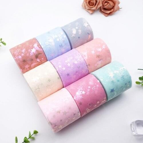 13cm*25yards shiny Star moon tulle Rolls tape for DIY handmade bowknot and Wedding Decor Party Supplies Baby Shower Tutu Skirt