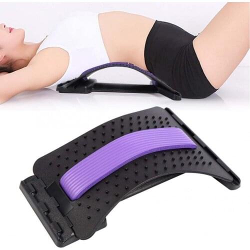 Lumbar Massage Traction Pad Back Pain Relief Corrector Stretcher (Acupuncture Black+Purple)