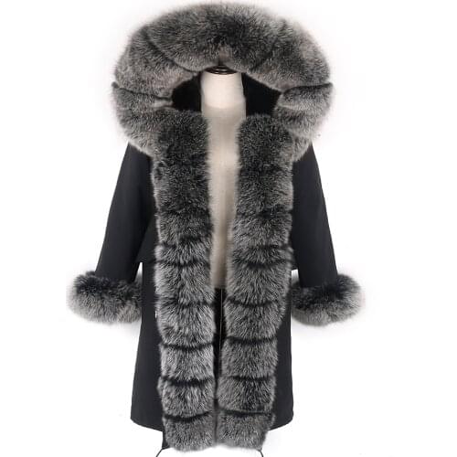 FURTJY Natural Real Fox fur Jacket Hooded Woman parkas Winter warm Coat Mulher Parkas Womens jacket disassemble all fur