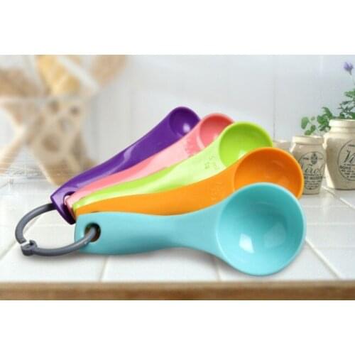 5pcs/lot Measuring Spoons Colorful Plastic (1 / 2.5 / 5 / 7.5/ 15ml) Measure Spoon Super Useful Sugar Cake Baking Spoon LB 126