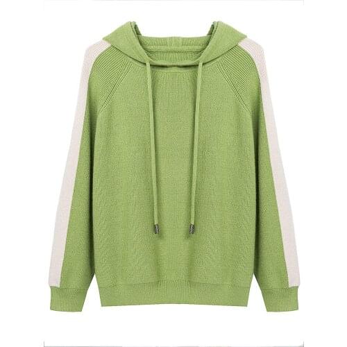 Fashion Woman Hooded Sweater Female Long Sleeve Korean Chic Soft Jumpers Sweater Ladies Pull Femme Plus Size