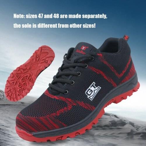 Boots Men Safety Shoes Men Platform Sneakers 2020 Autumn Winter Breathable Mesh Lace-up Solid Anti-slip Boots Men Shoes