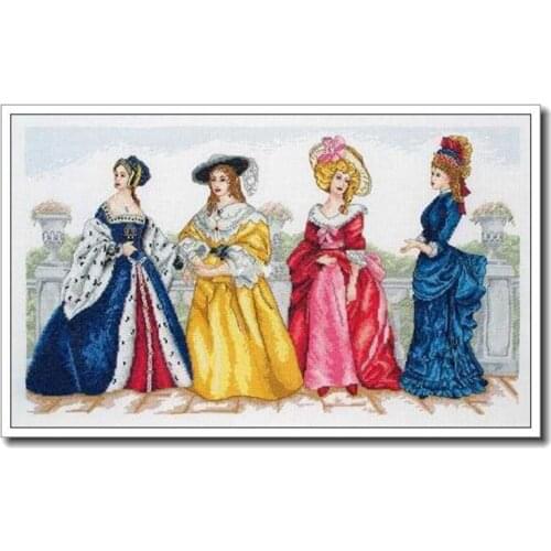 11/14/16/18/22/25/28ct High Quality Counted Cross Stitches Kit Retro Lady Europe Noble Ladies Medieval Women Free Shipping