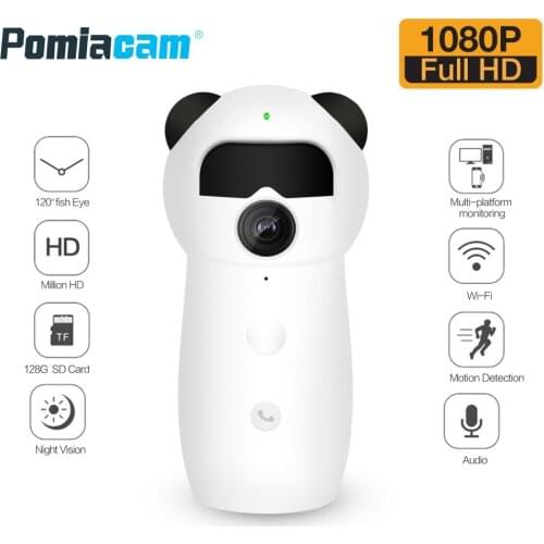 New Cartoon Panda Home Security Surveillance Cameras EC57 1080P Wireless Wifi Remote IP Camera Human body induction Baby Monitor