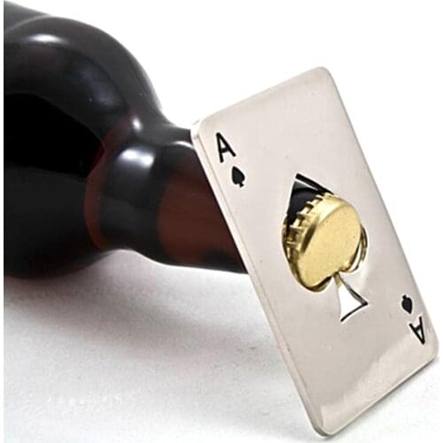 New Stylish Hot Sale 1pc Poker Playing Card Ace of Spades Bar Tool Soda Beer Bottle Cap Opener Gift