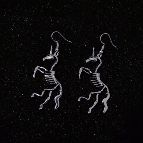 2021 New Hip-hop Style Unicorn Skeleton Earrings for Woman Gothic Halloween Skeleton Earrings Diablo Style Y2K Aesthetic Jewelry