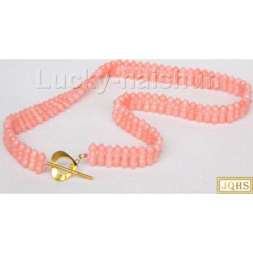 NEW Choker 16" 4.5X11.5mm pink coral necklace j9770