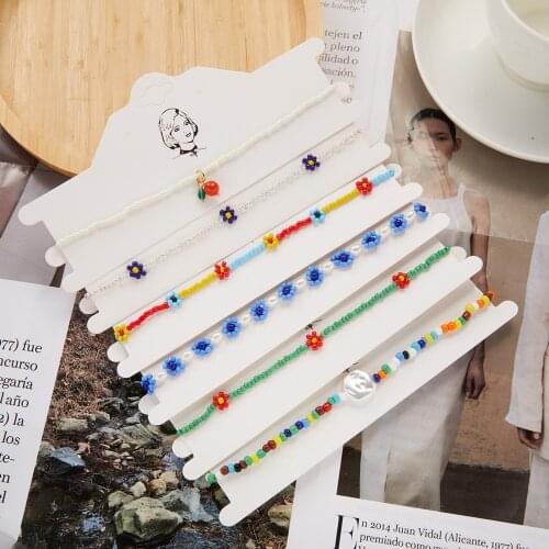 New Korea Lovely Daisy Flowers Colorful Beaded Charm Statement Short Choker Necklace Girls Jewelry Resin Pearls Clavicle Chain