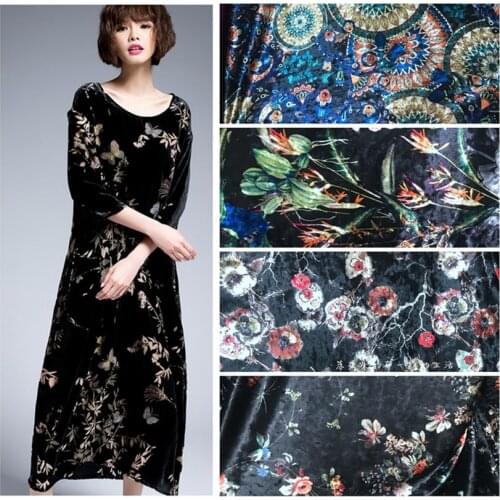 145 cm stretch velvet fabric meter digital printing velvet fabric material cheongsam dress butterfly fabric wholesale cloth