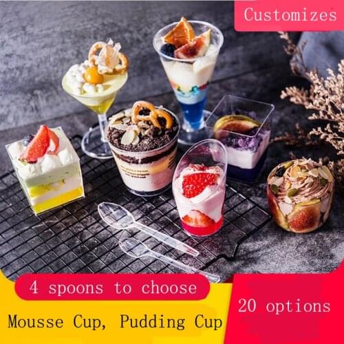 Manufacturer Disposable PS Plastic Pudding Mousse Wood Bran Dessert Jelly Tiramisu Injection Cup
