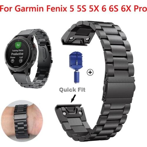 26 22 20mm Watchband For Garmin Fenix 6 6X Pro 5 5X Plus 3HR Stainless Steel Band Fenix6 Fenix5 Watch Quick Release Wrist Strap