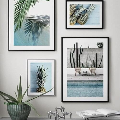 Scandinavian Style Tropical Plants Pineapple Poster Green Leaves Decorative Wall Art Picture Modern Canvas Paintings