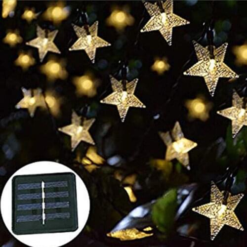Solar Star Light String Solar Light String Christmas Decoration Five Pointed Lights String Outdoor Waterproof Garden Decoration