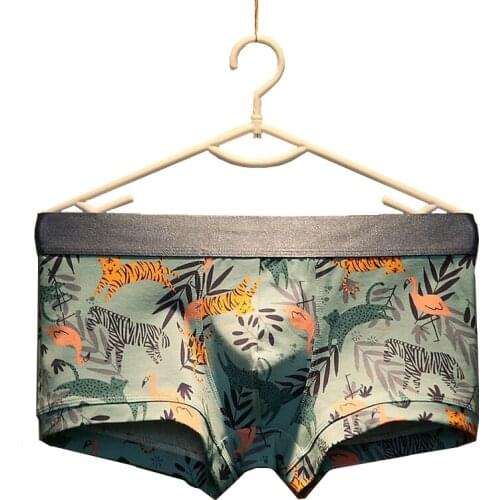 Youth Boxer Men Underpants Cotton Cartoon Print Gays Underwear Man Slip Street Sexy Midwaist Panties For Boys Heren Ondergoed