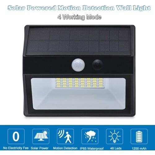 Waterproof Solar PIR Motion Detection Outdoor Porch Light 4 Working Mode Garden Fence Stairs Wall Lamp Led Lights 20w