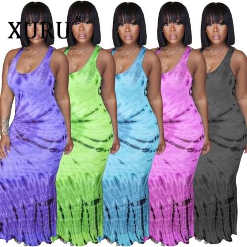 XURU Europe and America Womens Hot Sale Dress Casual Print Sleeveless Dress