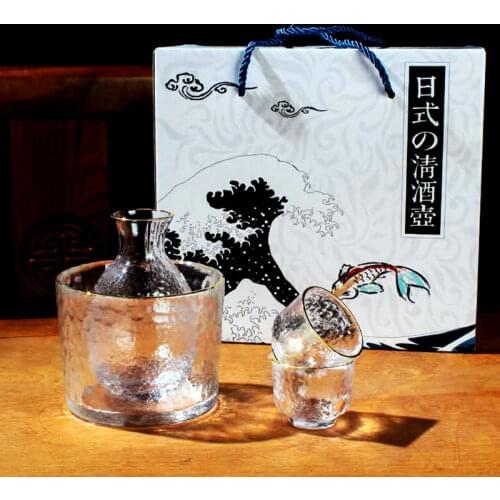 Japanese hammer design small wine cup fruit wine sake plum wine set wine warmer warm glass wine pot a cup