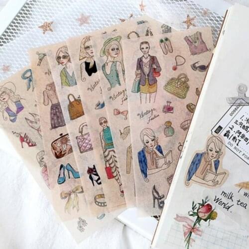 Vintage Girls Cosmetics Stickers Scrapbooking Material Card Junk Journal DIY Decoration Craft Sticker Stationery 2021 New