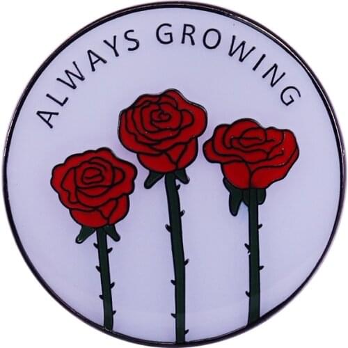 Always Growing- Self Love Rose Lapel Pin Mental Health Positivity Badge Make a Stylish Statement