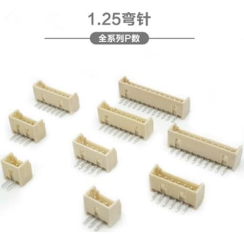 1.25 pitch white 90 degree bent pin socket 2P/3P/4P/5P/6P/7/8P/9P/10P/11P/12P