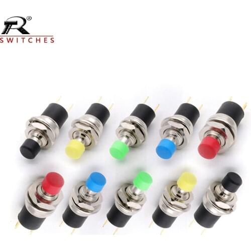 10PCS 7MM Push Button Switch small button PB05A PBS-110 blackhead self-lock switch with self-locking 2 PIN gold foot