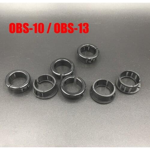 200pcs OSB-10 10mm OSD-13 13mm Dia Mount Hole Black Cable Hose Pipe Plastic Harness Protective Open Split Snap Bushing Grommet