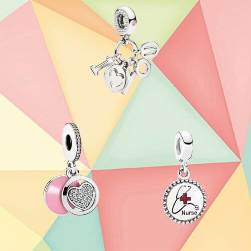 2019 High Quality Fashion High-end Pink Love I Love You Letter Pendant Nurse Charm Diy Original Female Luxury Jewelry Gift