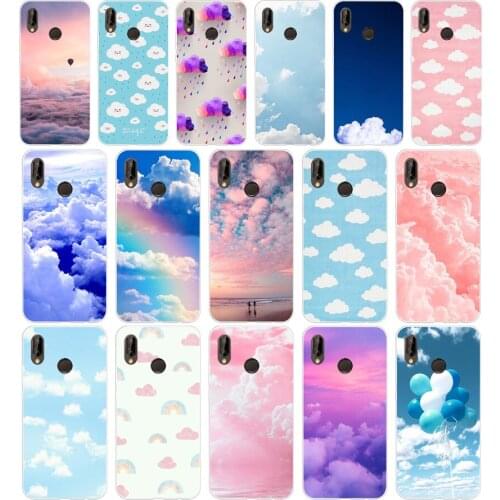 254H clouds on blue sky Soft Silicone Tpu Cover Case for huawei Nova 3 3i p smart