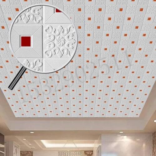 3D Stereo Wall Stickers Self-Adhesive Ceiling Decorative Panels Roof Foam Wallpaper Living Room Home Decor TV Background
