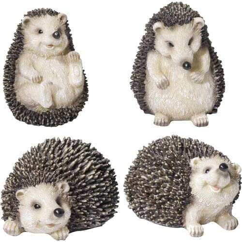 4pcs Hedgehog Ornaments Outdoor Garden Animals Decorations Statues Animal Model Large Toy Resin Statues Gardening