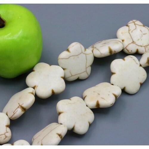 Plum blossom shape white Turkey Stone 20mm loose beads 15" 2 piece/lot DIY fit women jewelry making design beautiful