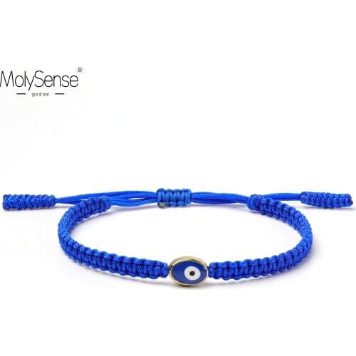 MolySense Handmade Eternal Turkish Lucky Evil Eye Bracelets Blue Eye Designer String Thread Rope Bracelet Braided Rope Jewelry