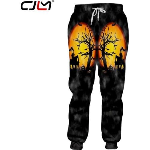 CJLM Horrible Halloween Mens Big Size 6Xl Sweatpants 3D Printed Pumpkin House Man Fashion Trousers Best Selling Pants 5XL