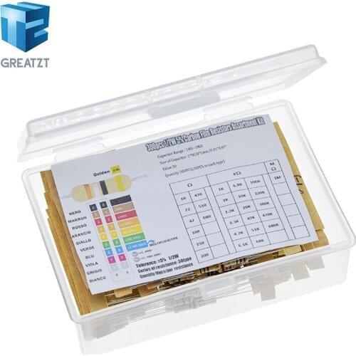 Hot Sale 300pcs 30value Rang 10ohm-1Mohm 1/2W 5% Carbon Film Metal Resistors Assortment Kit Set NEW 30 Values Resistor